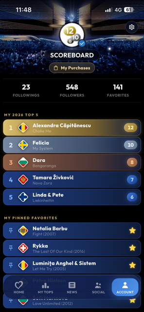 Account screen